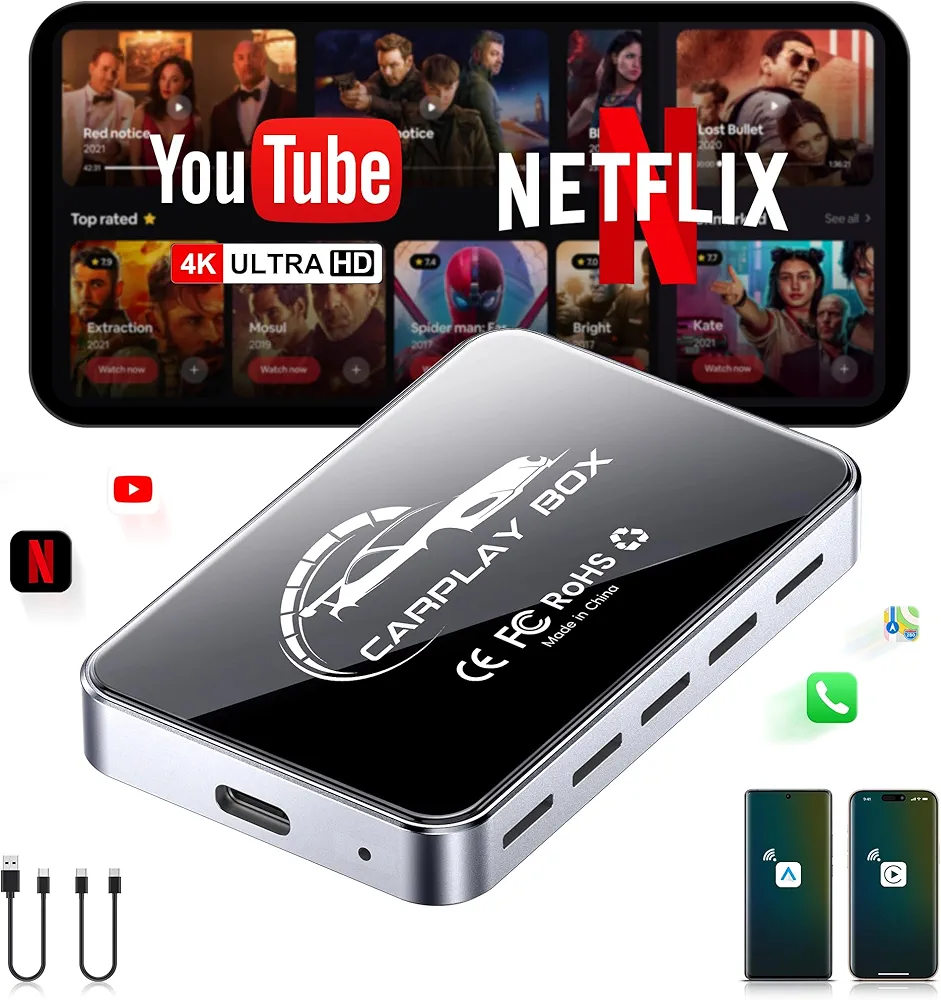 Read more about the article AI Box Wireless CarPlay & Auto Adapter – Plug & Play, Dual-Band WiFi, Bluetooth 5.0, 4K Video Support, Android 12.0 System