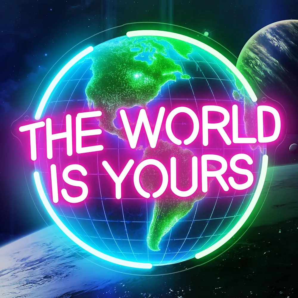 Read more about the article The World Is Yours Neon Sign for Wall Decor, Earth Neon Light with Dimmer, for Man Cave Boy Room Decor, Gift for Man Boyfriend