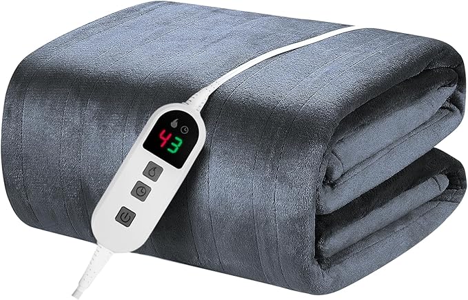 Read more about the article Elytsemoh electric blanket with 10 Heat Levels, Up-to-9-Hours Auto-Off Timer, Flannel 160x130CM, Machine Washable, Overheat Protection, electric throw blanket for sofa Bed Office