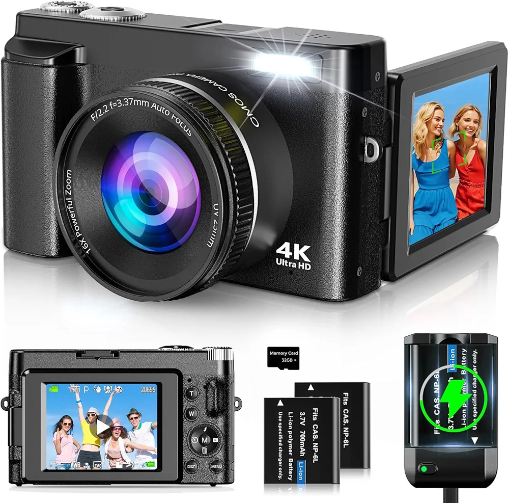 Read more about the article 4K Digital Camera for Photography and Video, Autofocus 48MP Vlogging Camera for YouTube with 3” 180°Flip Screen