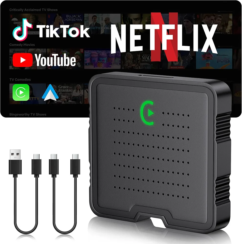 Read more about the article Wireless CarPlay Adapter & Android Auto – Plug & Play,AI Box Support Netflix/YouTube,Mini Car Play Wireless Adapter