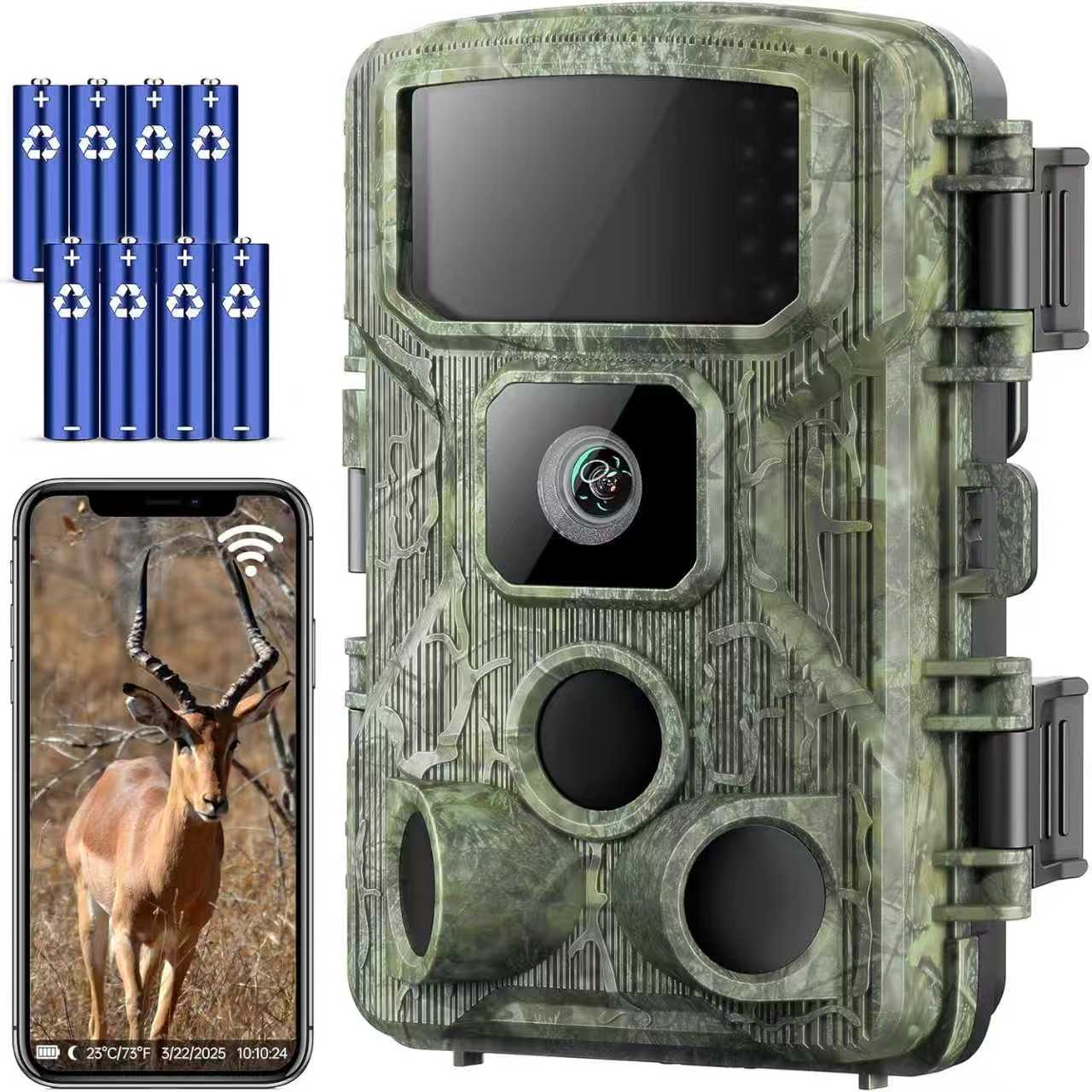 Read more about the article KJK Wildlife Camera with Mobile Phone Transmission App, 4K 64MP WLAN Bluetooth Wildlife Camera with Motion Sensor Night Vision, 0.1s Trigger Motion Activated, IP67 Waterproof