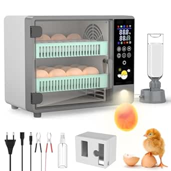 Read more about the article Fully Automatic Incubator for 24 Eggs with Automatic Turning of Eggs and Humidification by Ultrasonic Atomisation, Temperature Control, LED Colour Display, Light Lamp for Eggs