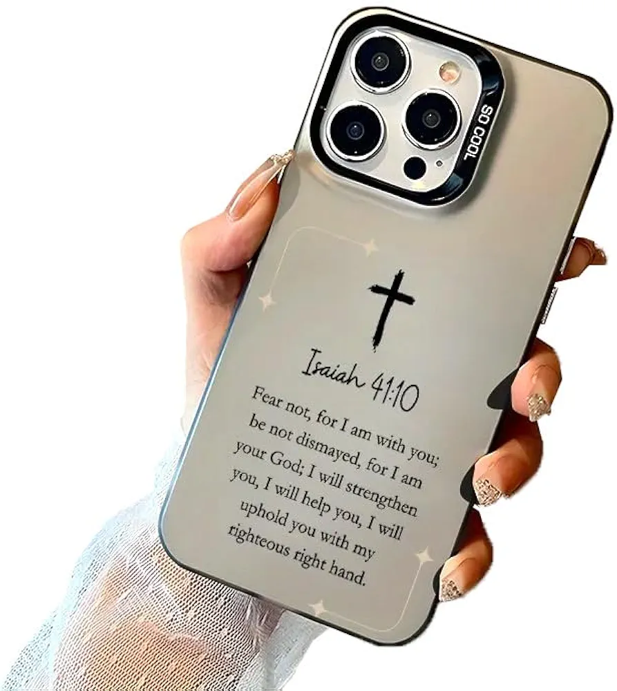 Read more about the article Jesus Bible Verse Phone Case Christian Cross Phone Case PC Frame Full-Body Protective Cover for iPhone 17/16/15/14/13