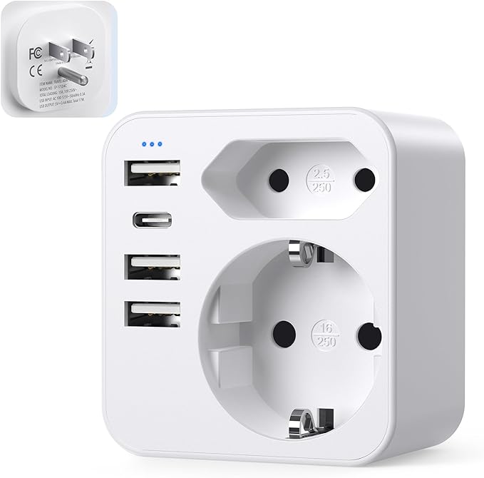 Read more about the article USA Adapter Plug, Travel Adapter USA with 3 USB 1 USB C (3.4 A), Adapter USA Germany Plug, Socket Adapter, Power Adapter, Travel Plug for America, Canada, Mexico, Thailand, Wall Charger