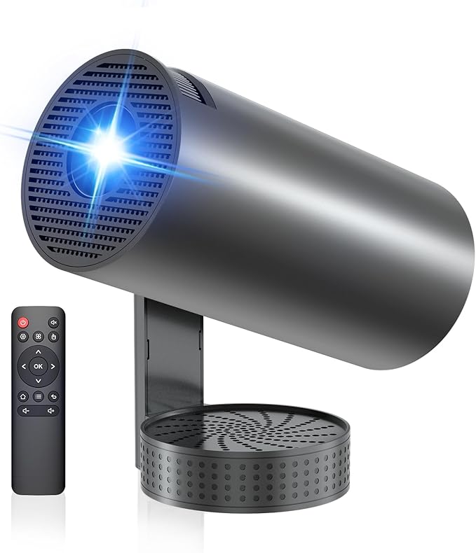 Read more about the article Mini Projector, Smart Projector 4K Supports FHD 1080P, with WiFi 6 Bluetooth 5.4, Projector Home Cinema with Speaker, 270° Rotation, Keystone, Portable Video Projector for Bedroom, Home Cinema