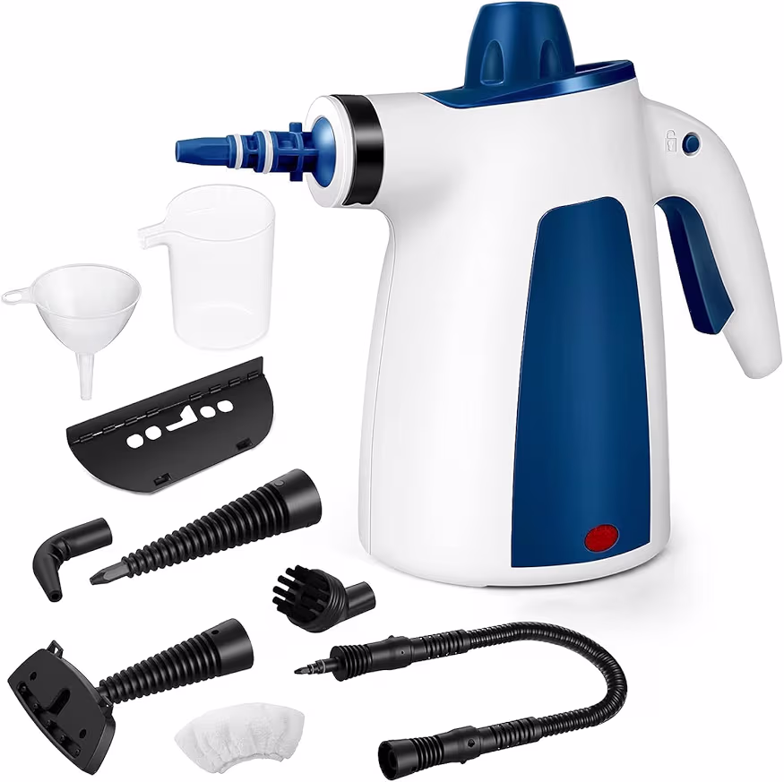 Read more about the article Steam Cleaner, Hand Held Steamer for Home Car, 10 Accessories Carpet Furniture Cleaner Machine, Portable Steaming Cleaner for Couch Grout Upholstery Floor Window Glass Bathroom Toilet Shower Kitchen