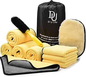 Read more about the article Car Cleaning Kit, Washing Towels Double Sided Thickened 30 x 60cm & 30 x 30cm Exterior Drying Towel, Wheel Cleaning