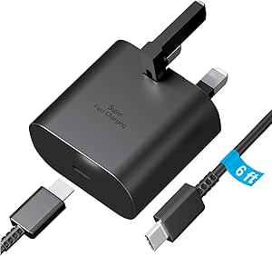 Read more about the article For Samsung Fast Charger,25W USBC Plug with 6ft USB C Cable, Wall Samsung Super Fast Chargers,Compatible with Galaxy S24/S24Ultra/S24+/S23 Ultra,S22,S21/S20 FE,S20,S10,Note 20,A12,A13,A14,A33,A53,A54