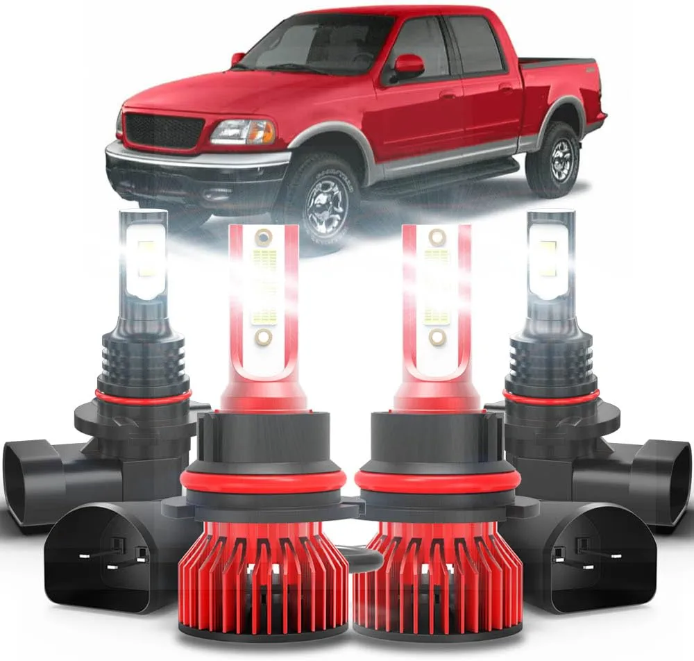 Read more about the article Fit for Ford F150 1997 1998 1999 2000 2001 2002 2003, 500% Brightness 9007 High&Low Beam+9006/9145 LED Fog Lights,6500K White, 4Pcs 9007 9006/9145