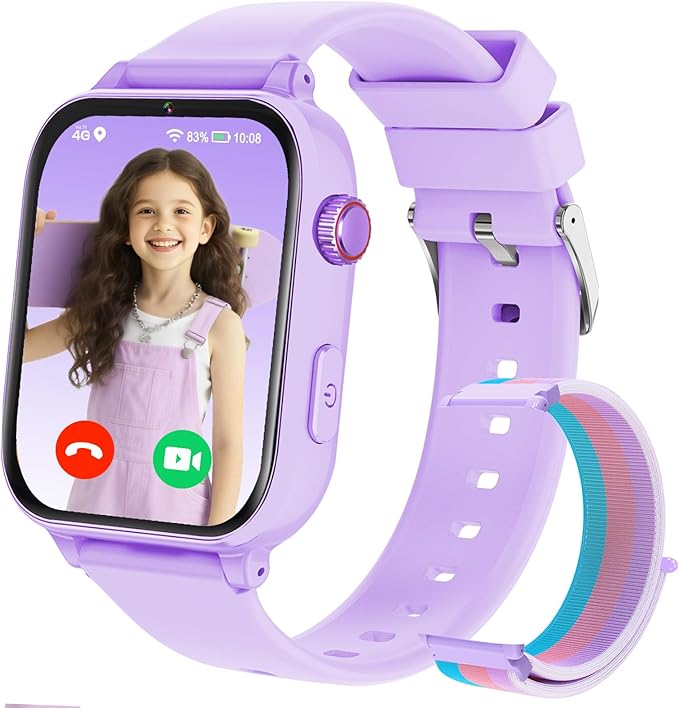 Read more about the article Alutoria Smartwatch for Children, 4G GPS Kids Smartwatch Watch Phone Video Call and Voice Chat, SMS WiFi, SOS Sports Pedometer Alarm Clock Games, Children’s Gifts Watch for 4 Years and Above, Purple