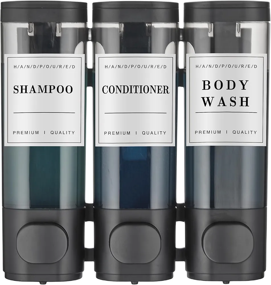 Read more about the article Shampoo and Conditioner Dispenser,Shower Soap Dispenser 3 Chamber No Drill Wall-Mounted Shampoo Dispenser for Shower Wall Mounted Shower