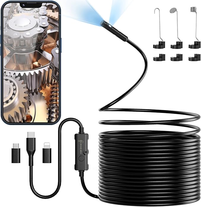 Read more about the article Endoscope Camera with Light, Ennovor 1920 HD Double Head Endoscope Camera Mobile Phone with 8 LED Lights, No WiFi Inspection Camera, Waterproof IP67 Channel Camera for Android & iOS, Tablet (32.8