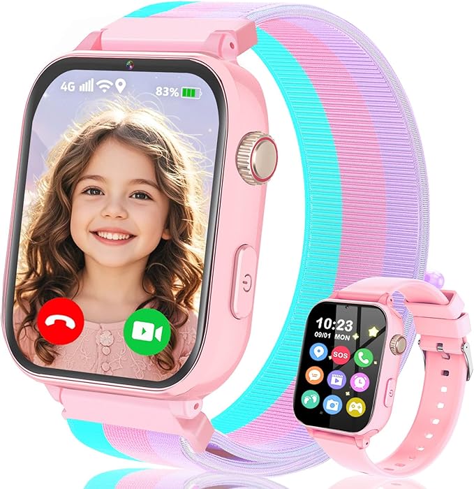 Read more about the article 4G Smartwatch Children, Children’s Phone Watch with GPS, WiFi, SOS, Phone/Video Call/Voice Chat, School Mode, Alarm Clock, Pedometer, Games, Children’s Watch Smart Watch for Boys Girls 4-12 Gift, Pink