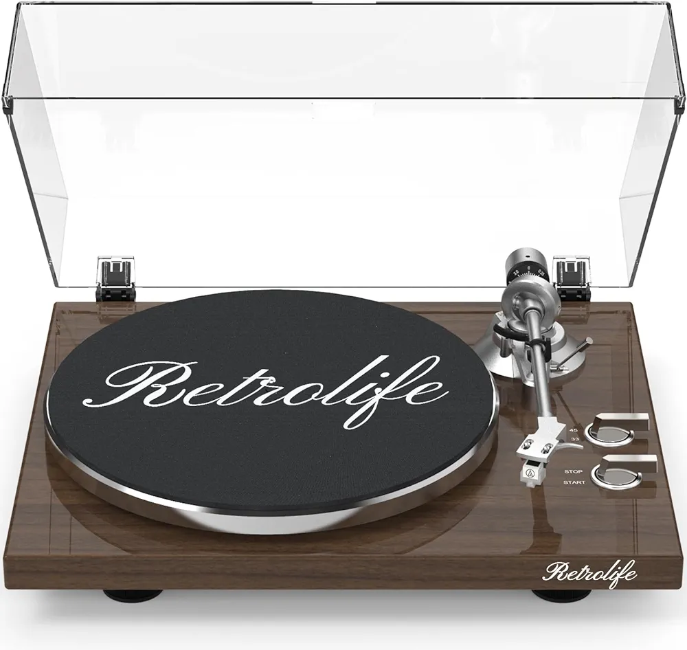 Read more about the article Turntable Record Player Wireless Output Vinyl Players Aluminium Platter and Tonearm Belt-Drive LP Turntables 33 45 RPM Phono Audio AT-3600L MM Cartridge