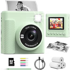 Read more about the article TIATUA Children’s Camera Instant Camera 2.4 Inch Instant Camera Children with 32G Card and Photo Paper Prints, 1080P HD Digital Camera Children, Gifts for Boys and Girls 3-12 Years (Green)