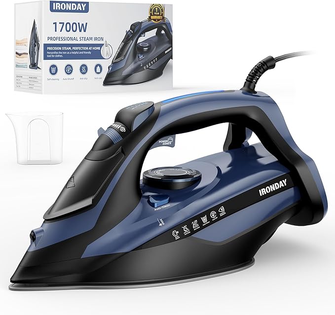 Read more about the article Steam Iron for Clothes Fast Heating, 1700W Iron Precision with Thermostat Dial, Ceramic Soleplate, Auto shutoff, Burst Steam