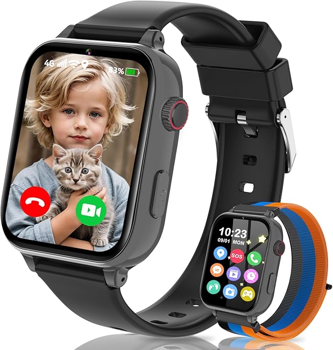 Read more about the article 4G Smartwatch Children, Children’s Phone Watch with GPS, WiFi, SOS, Phone/Video Call/Voice Chat, School Mode, Alarm Clock, Pedometer, Games, Children’s Watch Smart Watch for Boys Girls 4-12 Gift