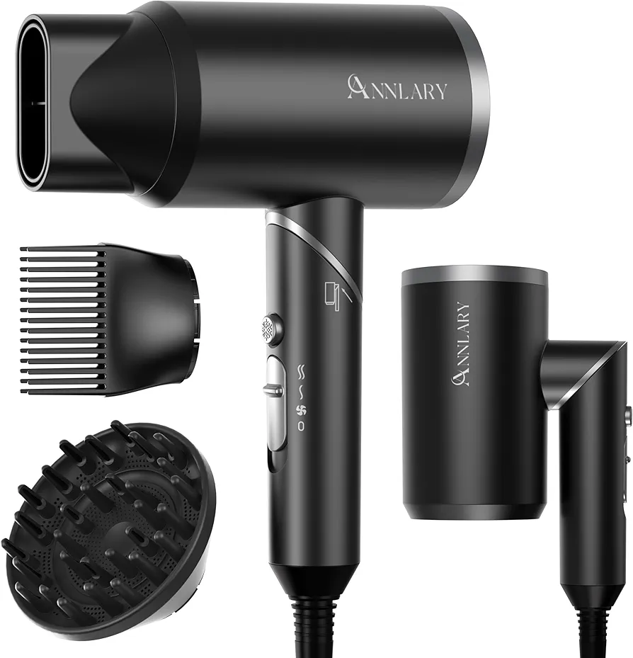 Read more about the article Plasma Ion Hair Dryer with Diffuser for Curly Hair, 1800W Fast Drying Blow Dryer with 3 Attachment, Lightweight and Low Noise Hairdryer for All Hair Types