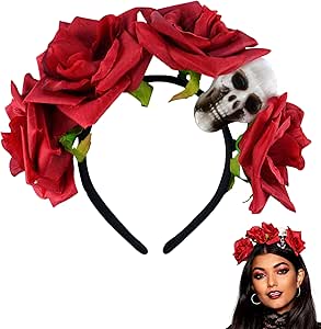Read more about the article SRV Hub Red Rose Skull Headband – Day of the Dead Flower Crown Dia de los Muertos Halloween Headpiece for Women Girls – Mexican Rose Costume Accessory One Size Fits Most