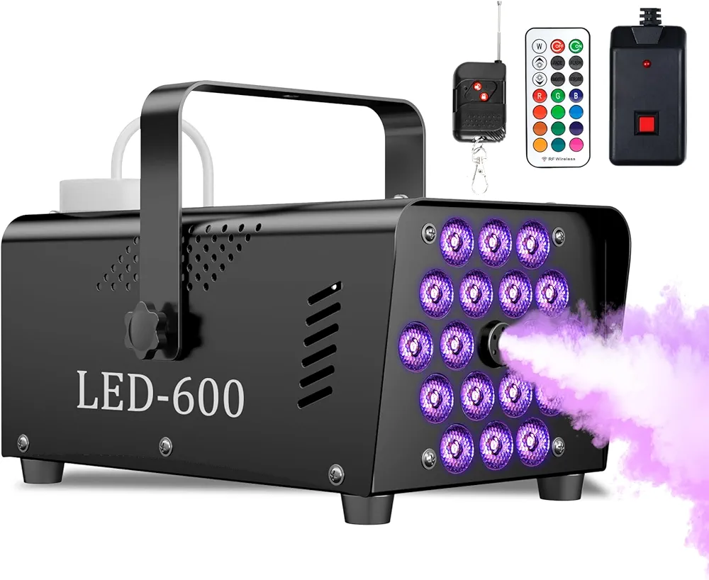 Read more about the article Fog Machine – 600W High-Power Smoke Effect with 18 RGB LED Lights & Wireless Remote. Perfect for Parties, Halloween