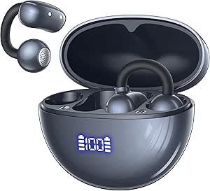 Read more about the article CAPOXO Clip-On Open-Ear Bluetooth Headphones – 4.8 g Ultralight, 48h Battery, LED Display, Bluetooth 5.4, Directional Sound, for Sports, Office, Glasses Wearers