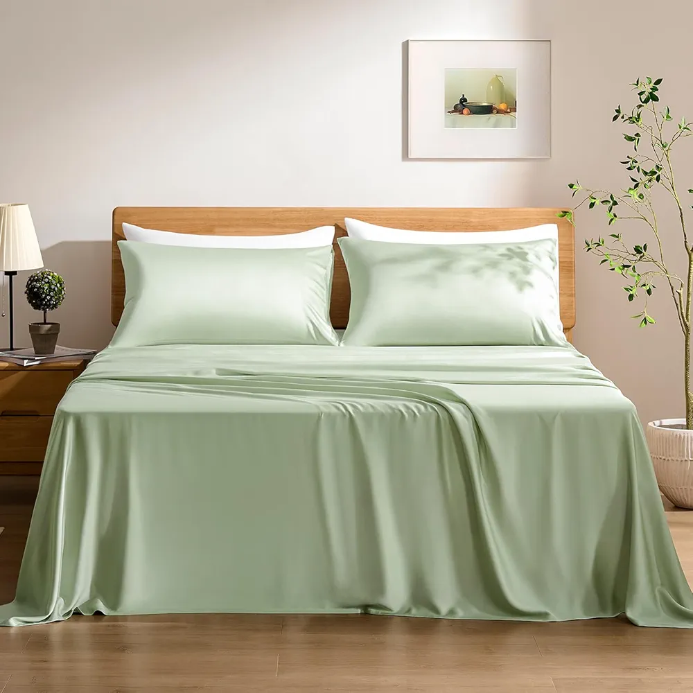 Read more about the article TOSMO Luxury Cooling Sheet Set – 100% Viscose from Bamboo, 4-Piece Bedding Set (Queen Size) – 18” Extra Deep Pockets