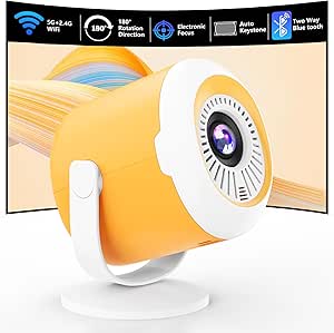 Read more about the article Mini Projector Portable Mini Projector with WiFi and Bluetooth Rotating Film Projector with Electronic Focus LED Pico Projectors for Home Cinema Compatible with Smartphone, TV Stick, Laptop, HDMI, USB