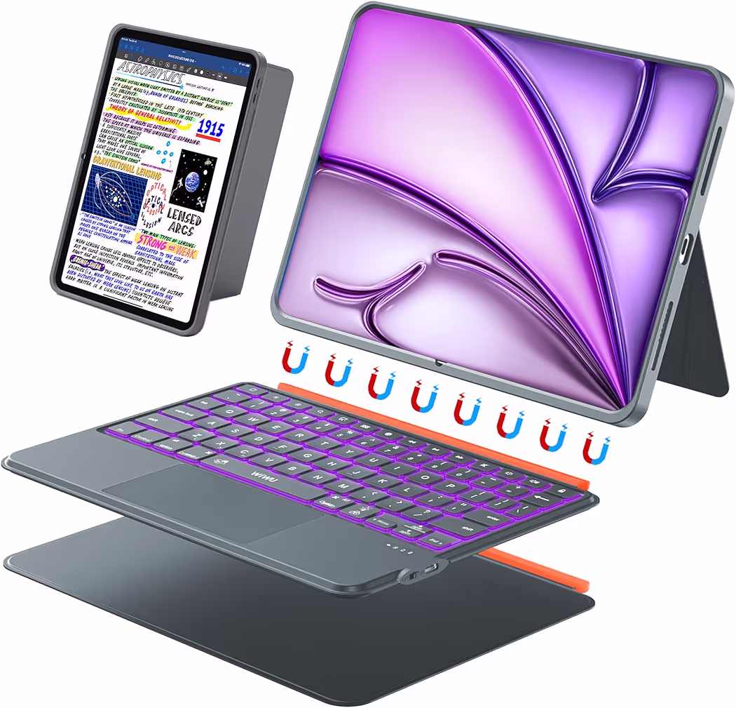 Read more about the article WIWU Keyboard Case for iPad Air 13 Inch 3-in-1 Magnetic Removable Keyboard Case Stand 7 Colours Backlit Keys with Trackpad (Grey, for Air 13 Inch (M3/M2) Pro 12.9 Inch 6/5/4/3)