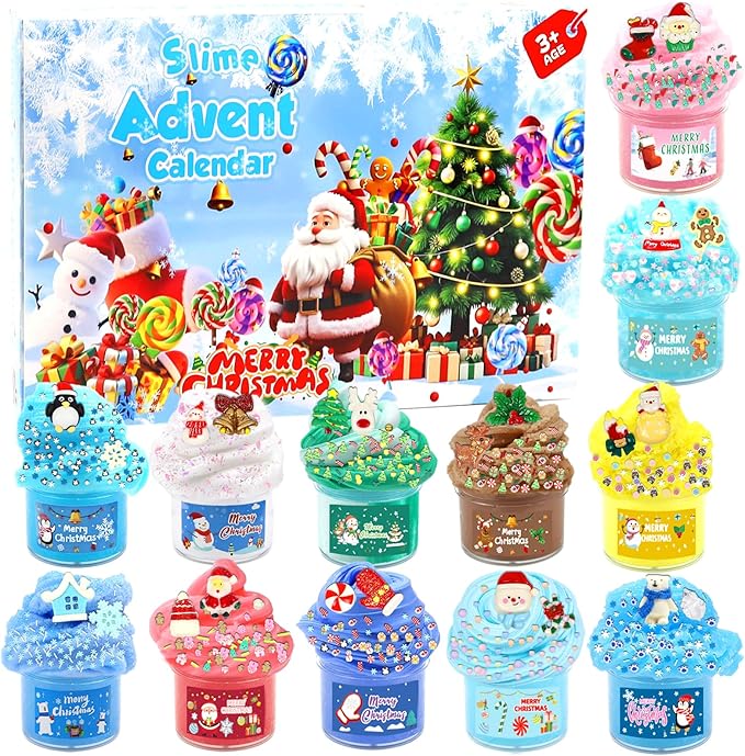 Read more about the article Christmas Advent Calendar Slime 2025, Butter Slime Crystal Slime 24 Days Countdown Calendar Toy, DIY Slime Making Kit