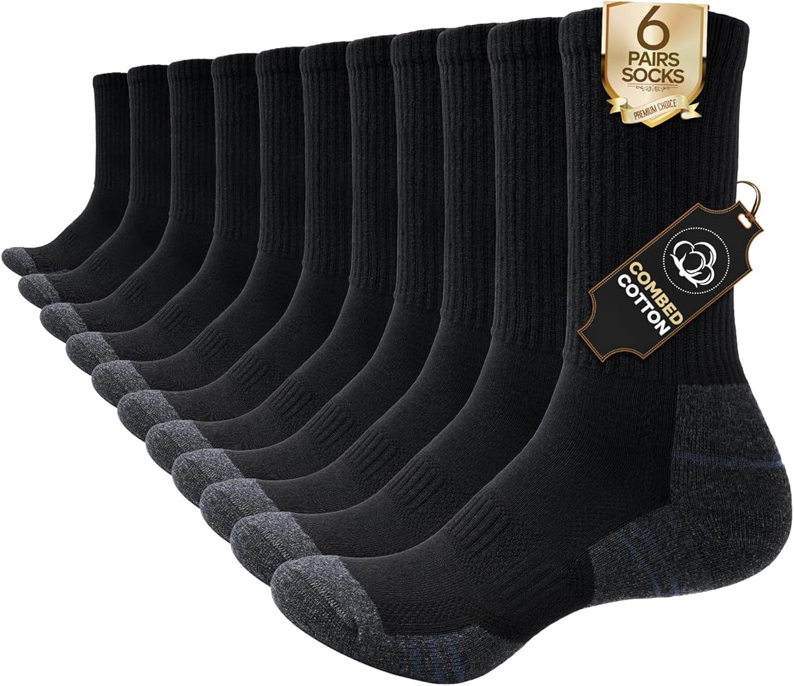 Read more about the article Cotton Crew Socks for Work Hiking, Thermal Warm Winter Boot Sock Cushioned Moisture Athletic Sports Running