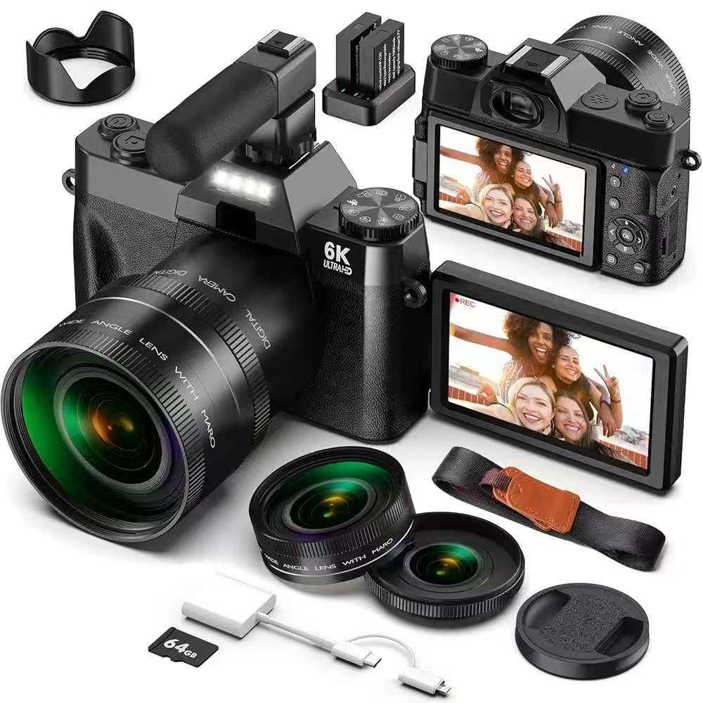 Read more about the article Digital Camera 6K 64MP Camera Photo Cameras with WiFi, 64GB TF Card, Microphone, Auto Focus, 16X Zoom, 180° Folding Display for Selfies, Compact Camera for YouTube, Beginners, Macro and Wide Angle