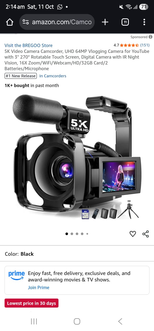 Read more about the article 5K Video Camera Camcorder, UHD 64MP Vlogging