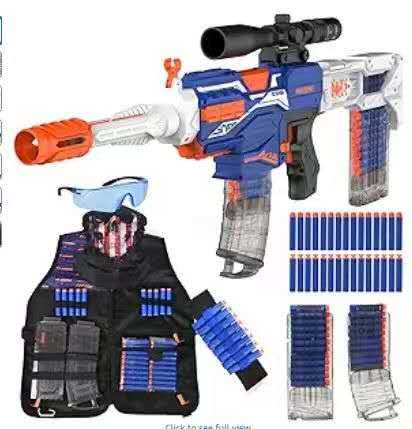 Read more about the article Automatic Toy Gun with Tactical Vest Set, 150 Darts,