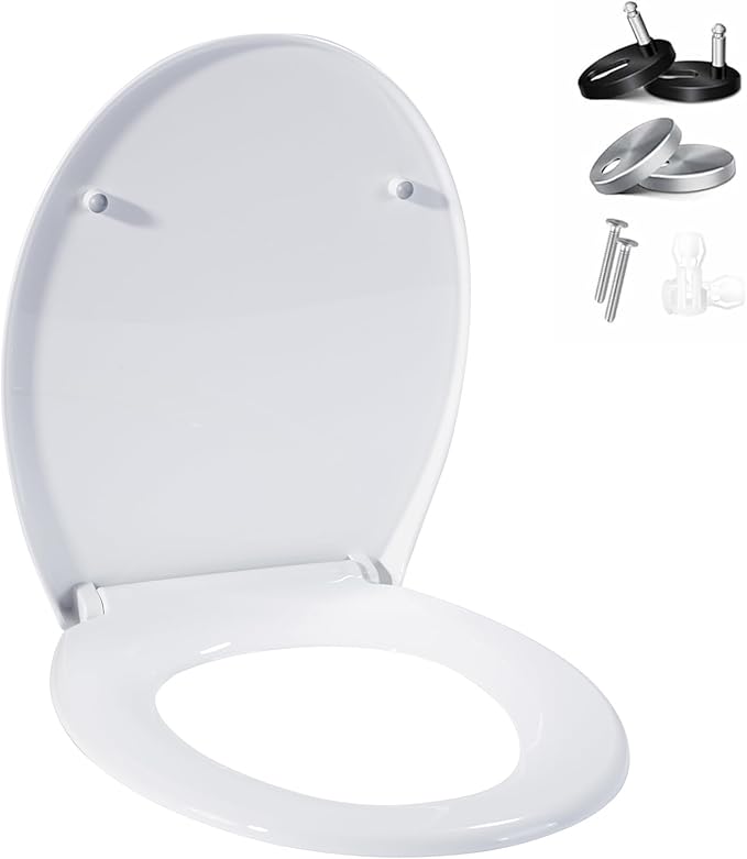 Read more about the article hgjutop Toilet Seat Soft Close, Quick Release for Easy Cleaning, Toilet Lid with Adjustable Hinges,Toilet Seats Soft Close White, Oval Shaped