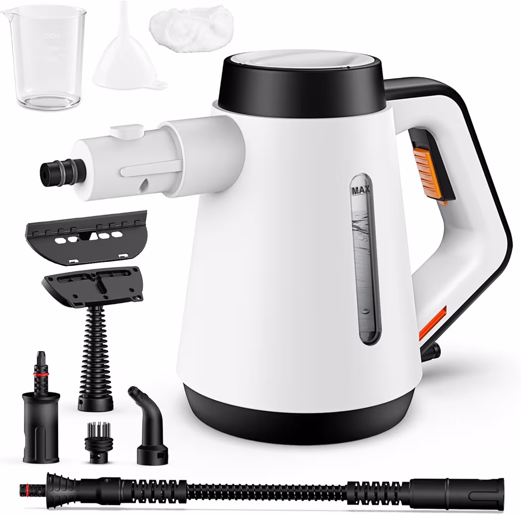 Read more about the article Fippesax Handheld Steam Cleaner, 400ml Pressure Multi-Purpose Steam Cleaner with 9 Piece Accessories, Chemical Free Steam Cleaner for Home Use, Cleaning Floors, Tiles, Windows, Sofas (White)