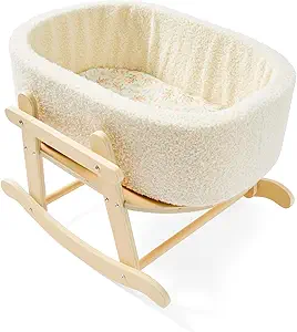 Read more about the article Wooden Baby Doll Crib, Baby Doll Bed Toys for Cat Dog, Wooden Boucle Bassinet for Dolls