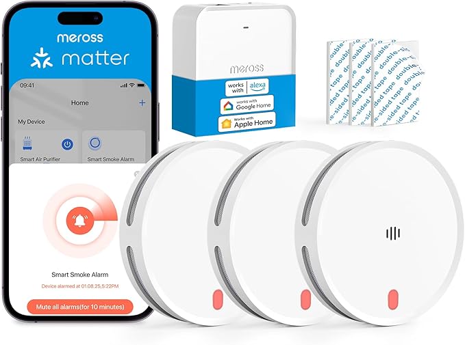 Read more about the article Meross Matte Smoke Detector Networked, Smart Fire Alarm WLAN with Dual Light Sensor, Fire