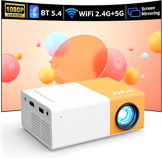 Read more about the article Mini Projector, PVO WiFi Projector, Portable Film Projector, Phone Screen Can Be Mirrored Wirelessly or via Data Cable to the Projector, Compatible with Smartphone/Tablet/Laptop (YG300ProMax)
