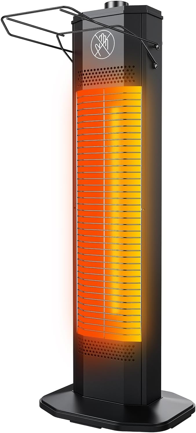 Read more about the article Outdoor Electric Patio Heater, 27-inch Infrared Tower Heater with 1200W Instant Heating, IPX5 Waterproof, Tip-