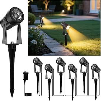 Read more about the article GLOBELIT Garden Spike Lights 65FT, 6-Pack 360° Adjustable Garden Spot Lights – IP65 Waterproof, 3000K Warm White, 30° Beam Angle – Ground/Wall Mount Outdoor LED Mains Powered (Black)