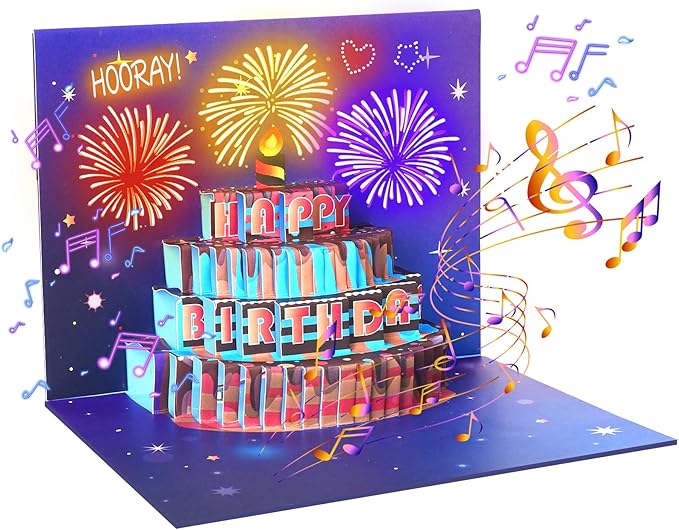 Read more about the article Happy Birthday Card, Pop Up Cake, Birthday Cards with Music and Light, 3D Fireworks