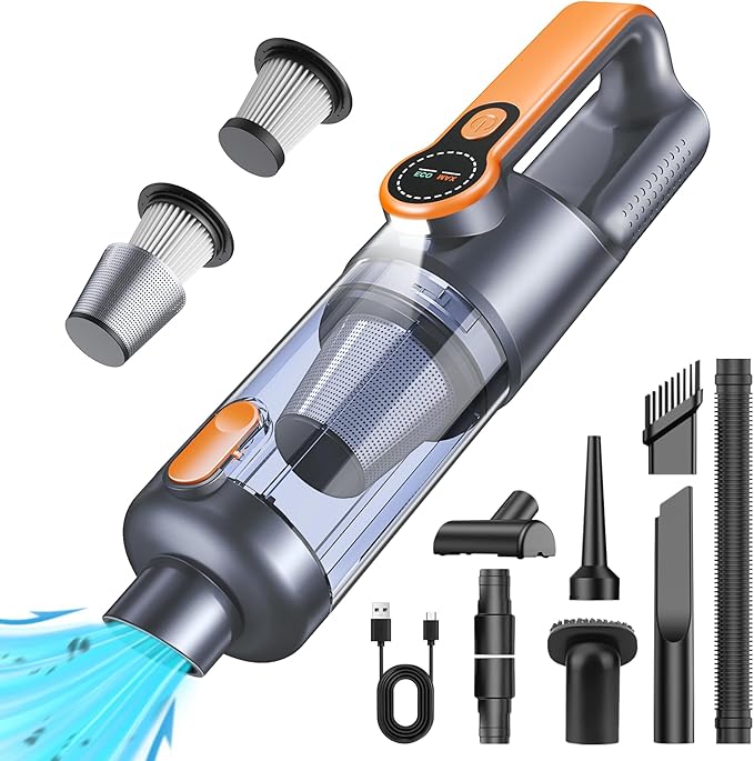 Read more about the article Handheld Vacuum Cleaner, 26000 Pa Battery Vacuum Cleaner, Wireless, One-Touch Dust Empty, Brushless Motor, 4-in-1 Multifunctional Car Vacuum Cleaner Strong, with HD Display and LED