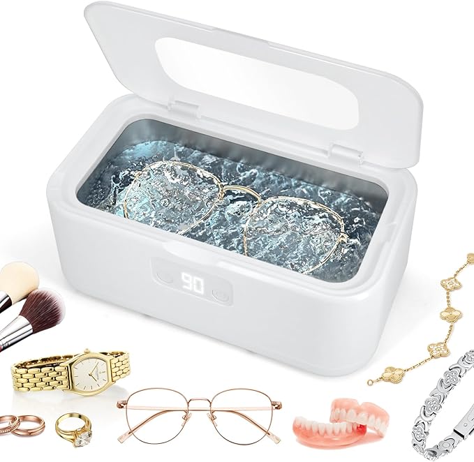 Read more about the article Ultrasonic Jewellery Cleaner 49KHz, Professional Ultrasonic Cleaning Machine with Digital Timer, 800ML 304 Stainless Steel Tank for Glasses, Rings, Watches and Dentures