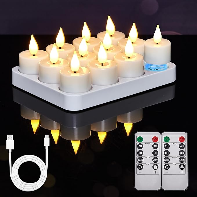 Read more about the article Led teelichter wiederaufladbar mit Timerfunktion Ladestation Aufladbare Led Teelichter Flackernd Kerzen mit Fernbedienung Perfekt für Wohnzimmer Tisch Kürbis Party Halloween Weihnachtsdeko (Weiß) [Energy Class A]