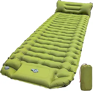 Read more about the article Sleeping Pad, Ultralight Inflatable Sleeping Pad for Camping with Pillow Built-in Foot Pump, Extra Thick
