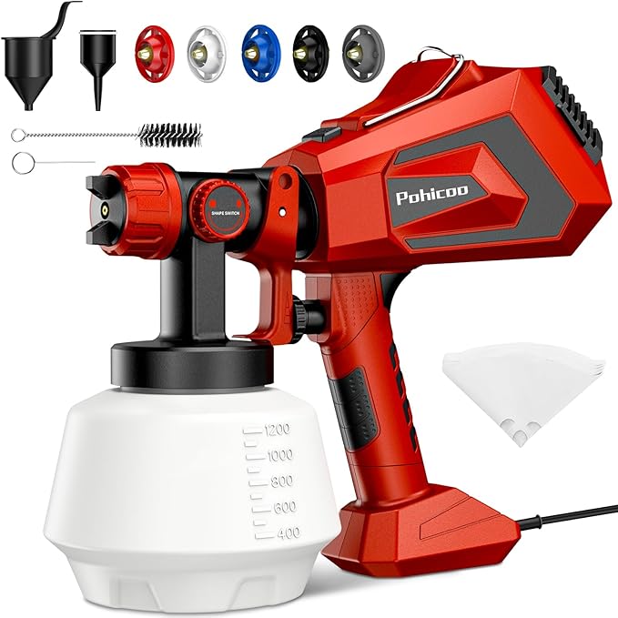 Read more about the article Paint Spray System, 700 W HVLP Electric Paint Spray Gun, 1200 ml, Adjustable Paint Flow Spray Gun for Fences, Cabinets, Walls, Ceilings, Furniture (Red)