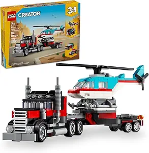 Read more about the article LEGO Creator 3 in 1 Flatbed Truck with Helicopter Toy,