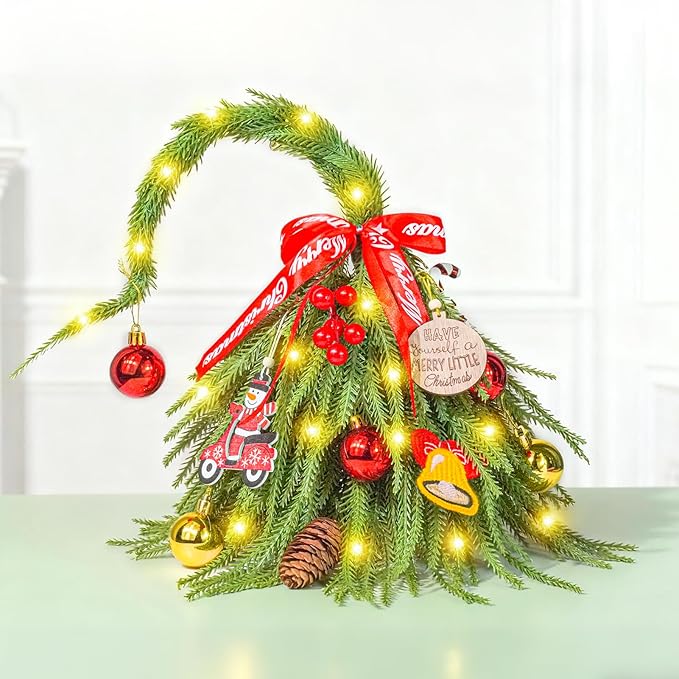 Read more about the article Mini Christmas Tree, 30 cm Small Christmas Tree with Lighting, Artificial Table Christmas Tree,