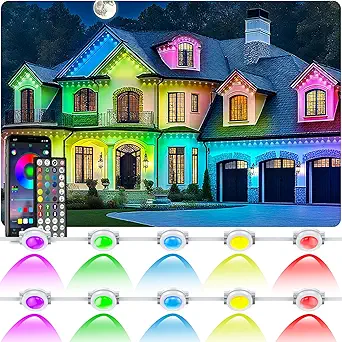 Read more about the article 400Ft Permanent Outdoor Lights for House Waterproof, IP67 LED Eave Lights with App/Remote